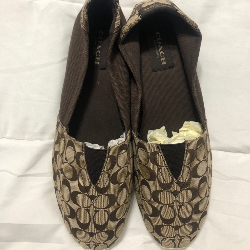 Coach Pandora Brown Signature Flats/Slip On Shoes